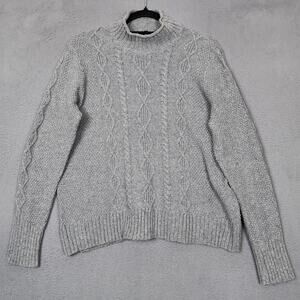 KUHL Sweater Womens Large Gray Cotton Nylon Merino Wool Mock Neck Pullover Knit